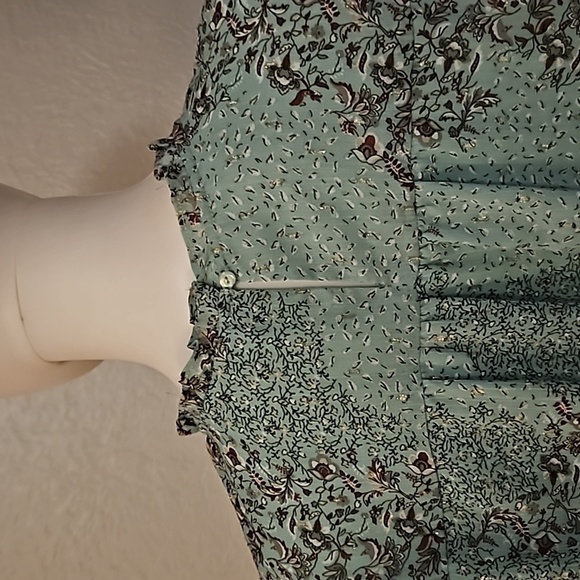 JOIE Floral Chiffon Silver Metallic Fairycore Blouse - Picture 7 of 10